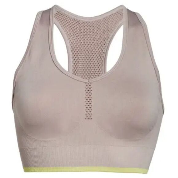 New ZELLA Gray Pulse Seamless Knit Padded Scoop-Neck Perforated Sports Bra Small - Picture 1 of 7